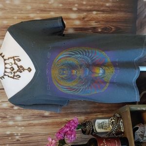 Journey rock n roll band t shirt distressed v neck graphic XL Captured gray